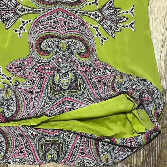 Soft Surroundings 100% Silk Shift Tunic Dress Women 2X Boho Chic Paisley 60s Mod - Picture 3 of 6